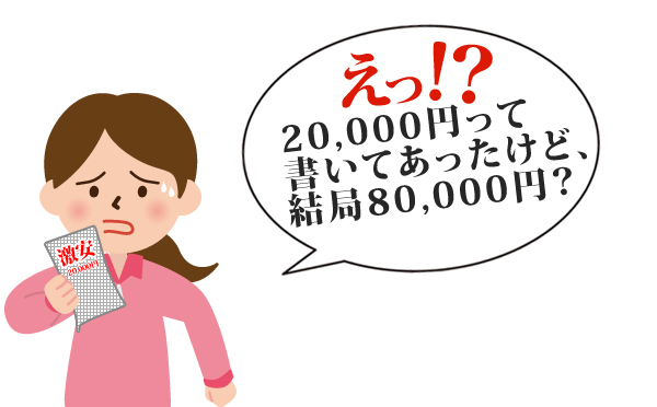 え？20,000円って書いてあったけど80,000円？